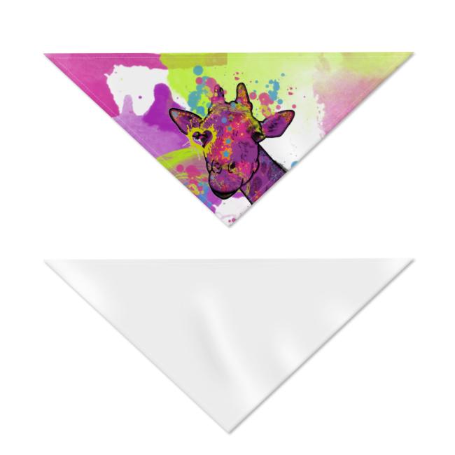 Preview: Hunde-Bandana Giraffe - Popart Hundedesign, 100 % Polyester, 70x30 cm, verstellbar, waschbar